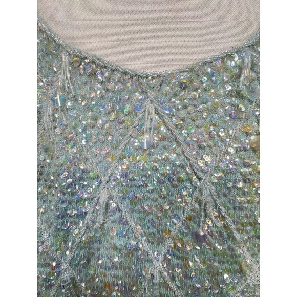 Vintage 100% Wool Sequined Beaded Tank Top Made In Hong Kong - Picture 14 of 16